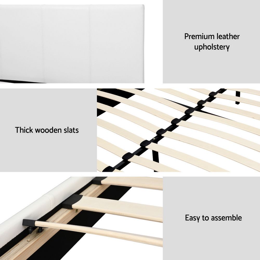 Bed Frame PU Leather White Double