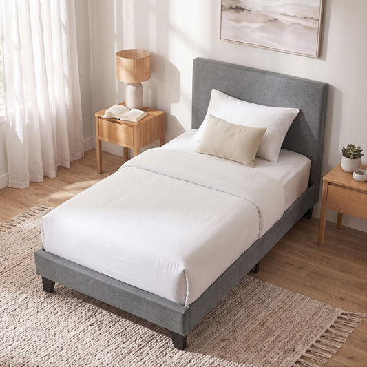 Bed Frame Fabric - Grey King Single