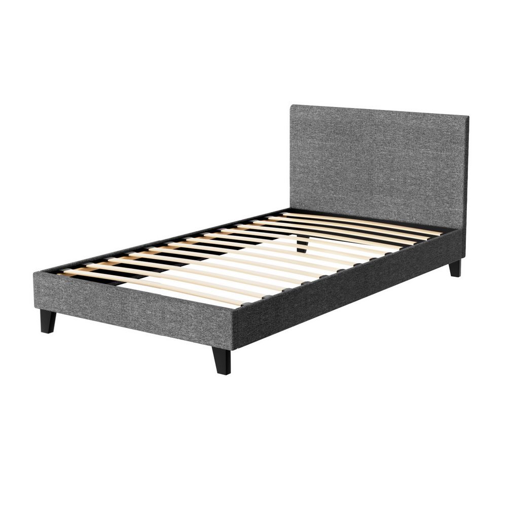 Bed Frame Fabric - Grey King Single