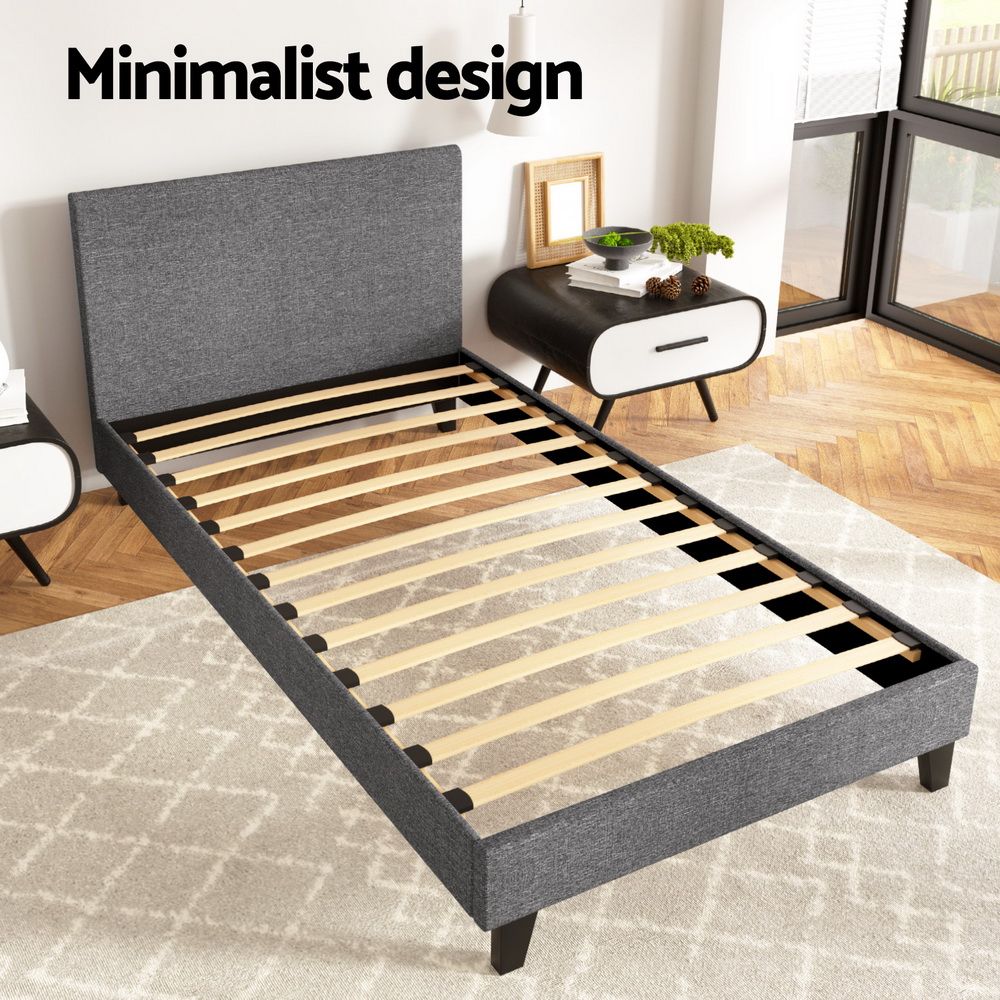Bed Frame Fabric - Grey King Single