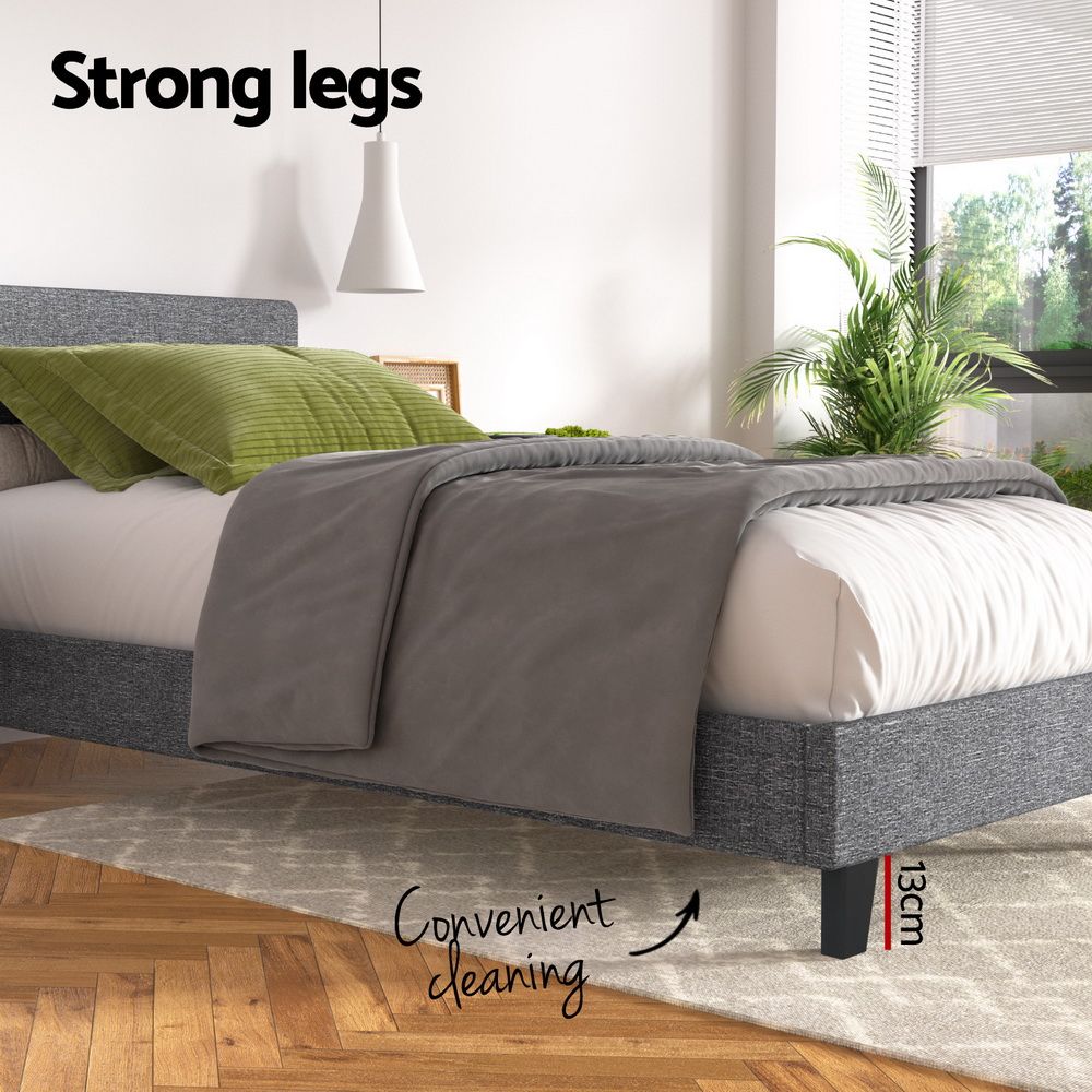 Bed Frame Fabric - Grey King Single