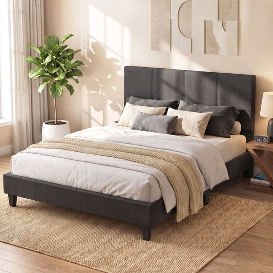 Bed Frame Queen, Fabric, Charcoal