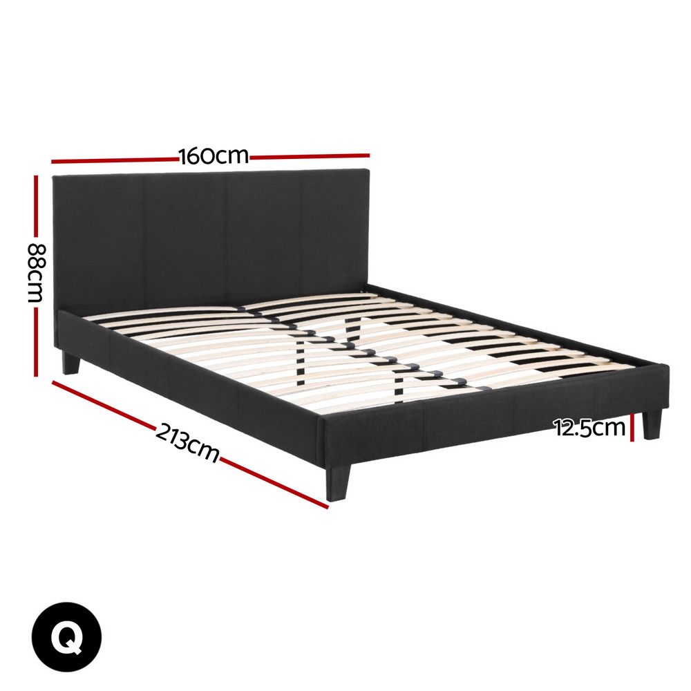 Bed Frame Queen, Fabric, Charcoal