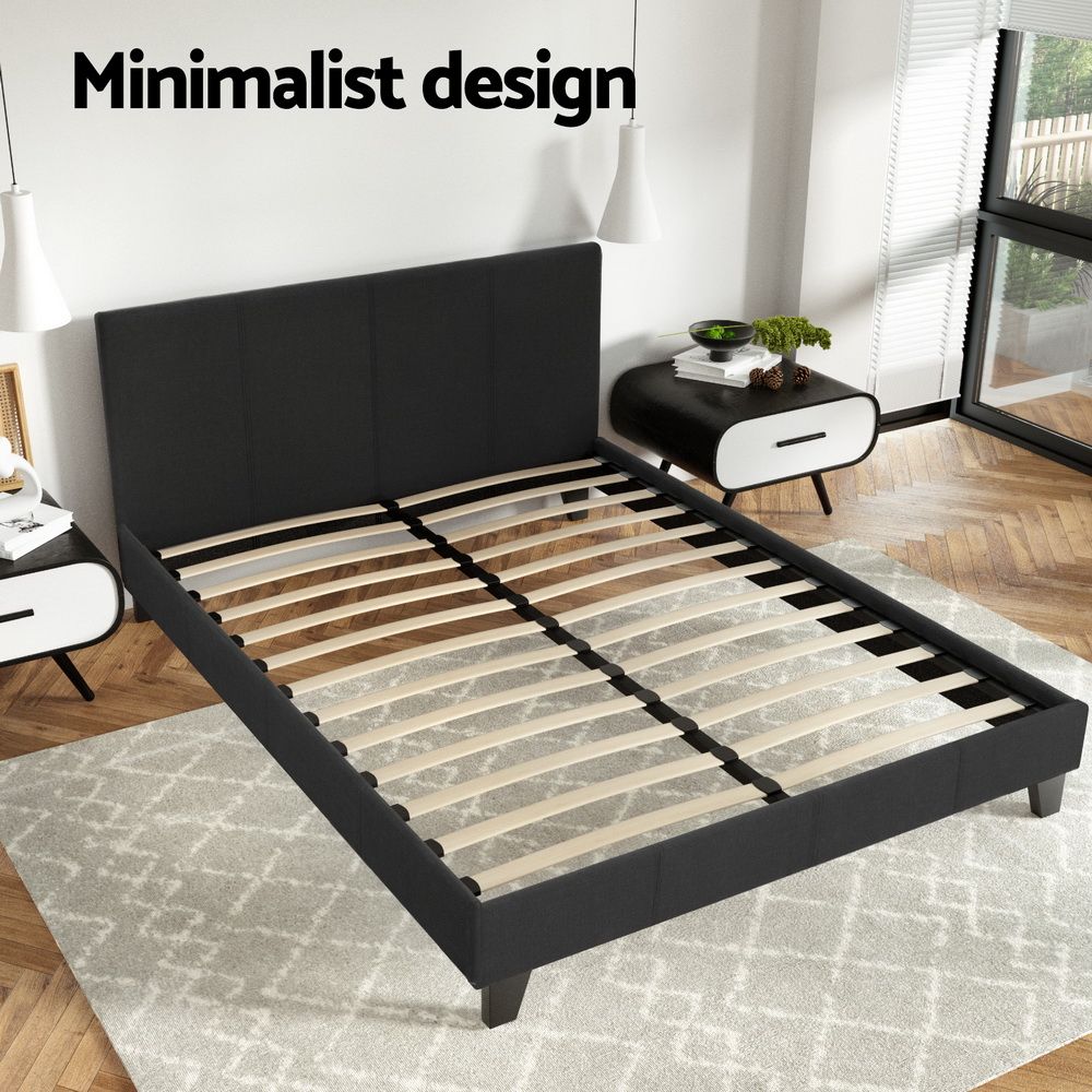 Bed Frame Queen, Fabric, Charcoal