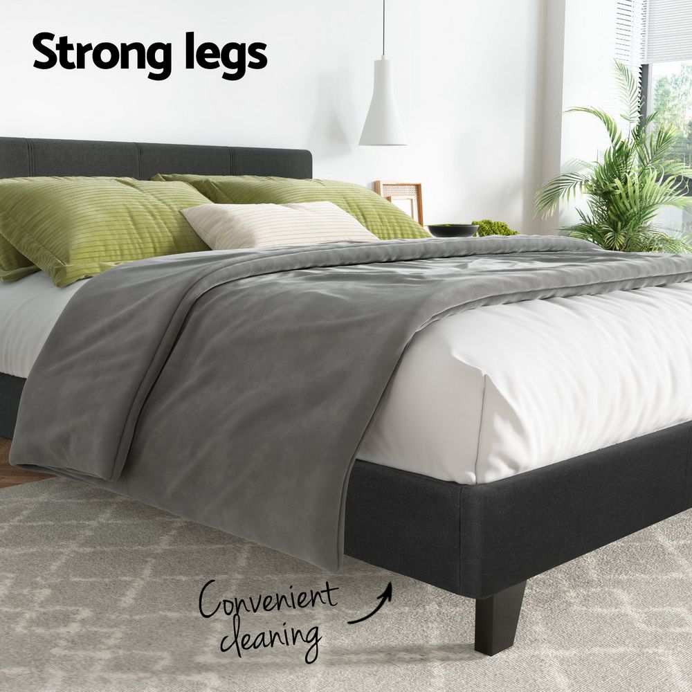 Bed Frame Queen, Fabric, Charcoal