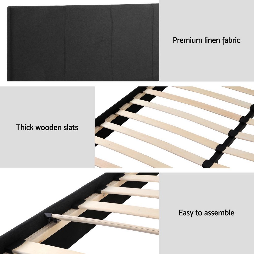 Bed Frame Queen, Fabric, Charcoal