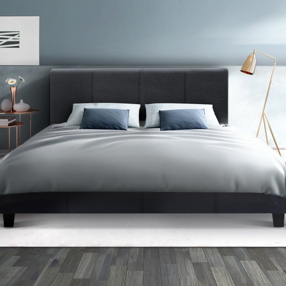 Bed Frame Queen, Fabric, Charcoal