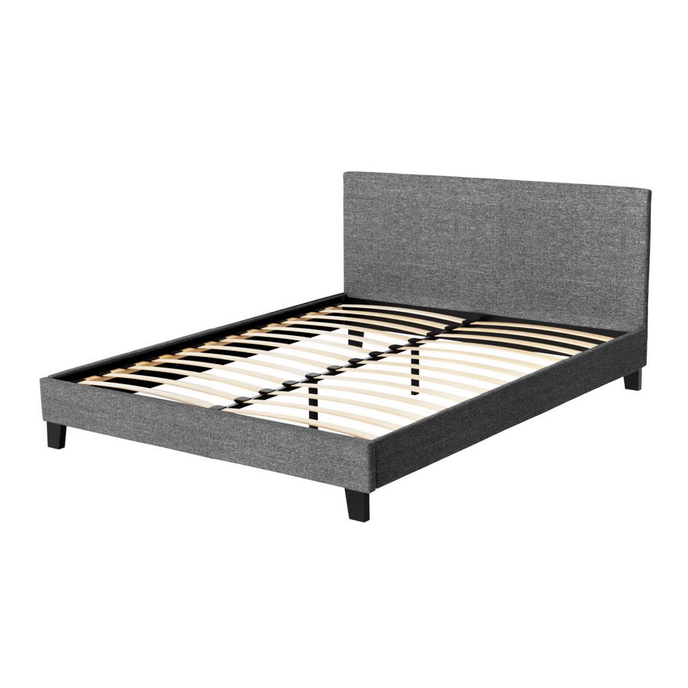 Bed Frame Queen, Fabric, Grey