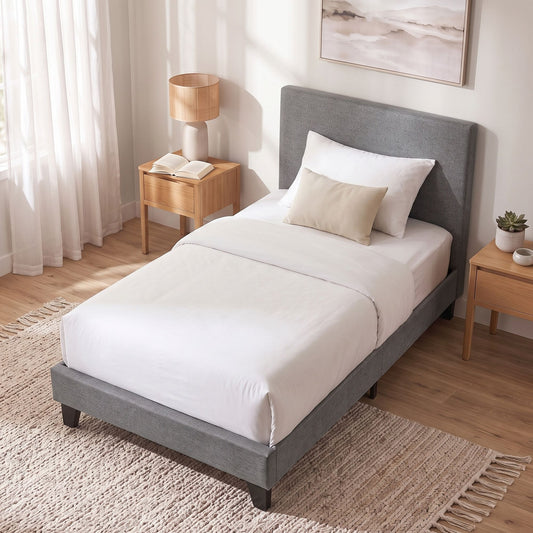 Bed Frame, Single, Fabric, Grey