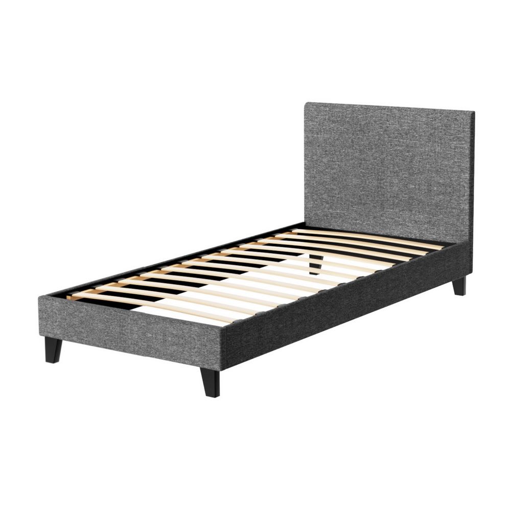 Bed Frame, Single, Fabric, Grey