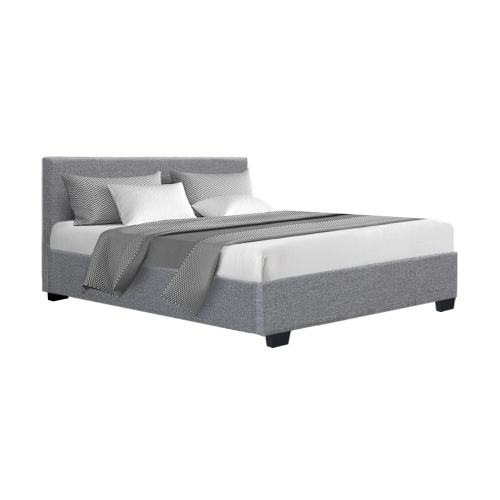 Bed Frame Double, Fabric, Grey