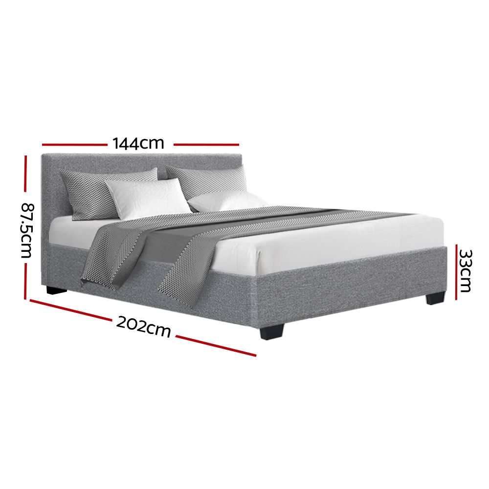 Bed Frame Double, Fabric, Grey