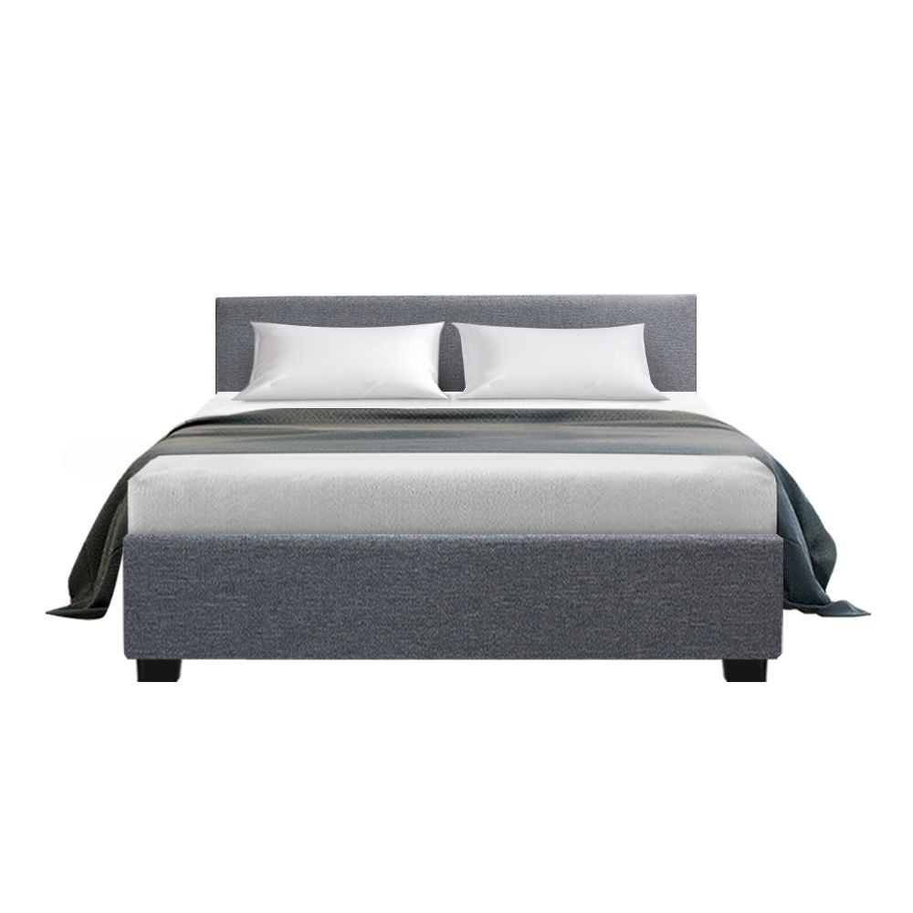 Bed Frame Double, Fabric, Grey