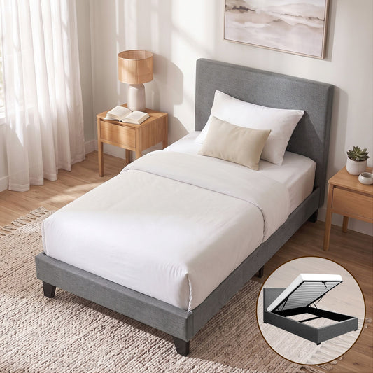 Bed Frame Fabric - Grey King Single