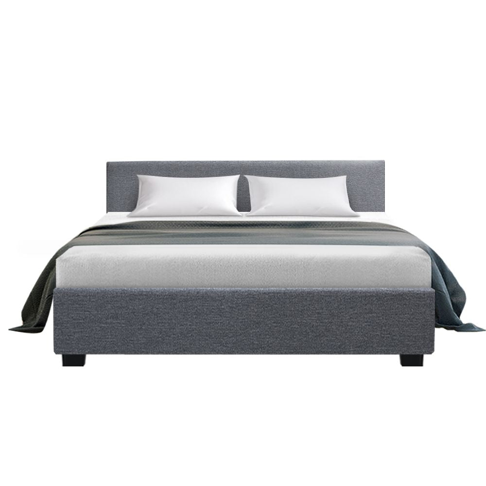 Bed Frame Queen, Fabric, Grey