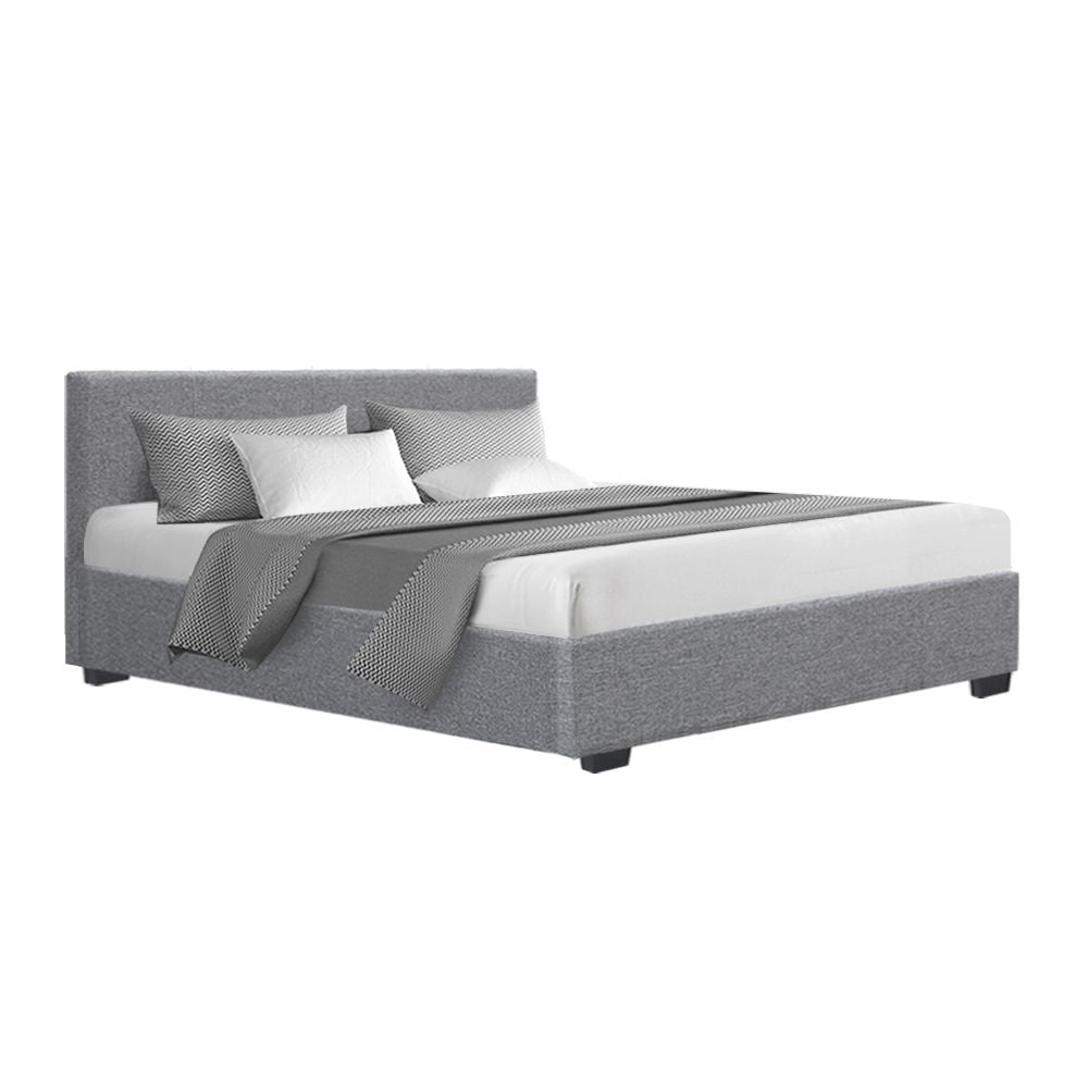 Bed Frame Queen, Fabric, Grey