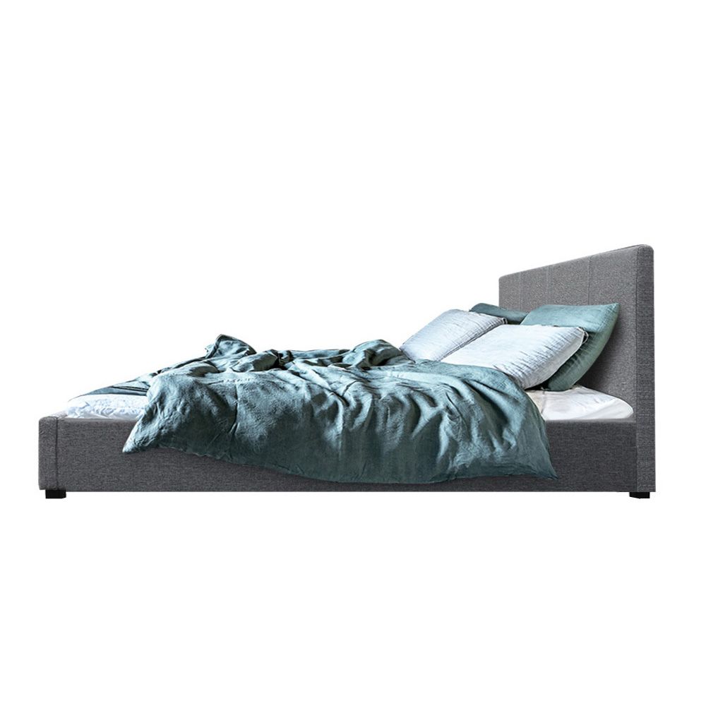 Bed Frame Queen, Fabric, Grey