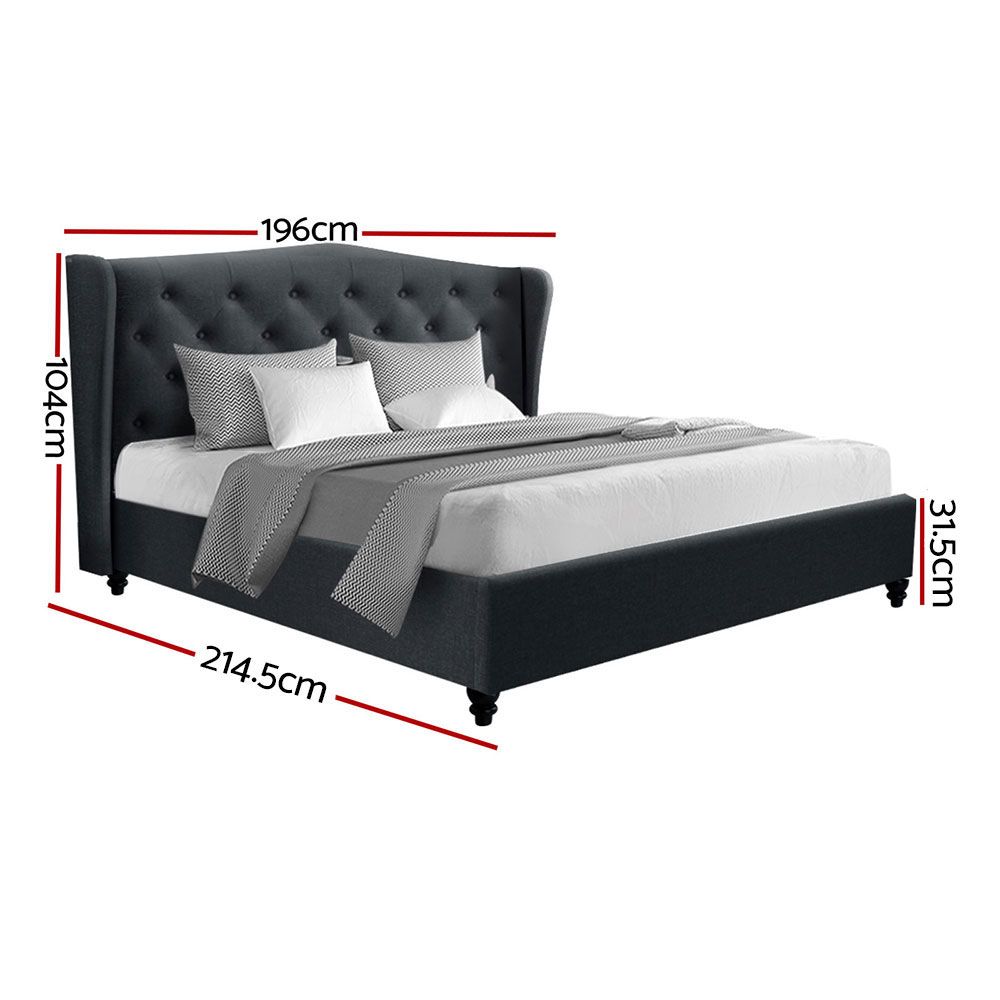 Bed Frame Fabric Pier Charcoal King