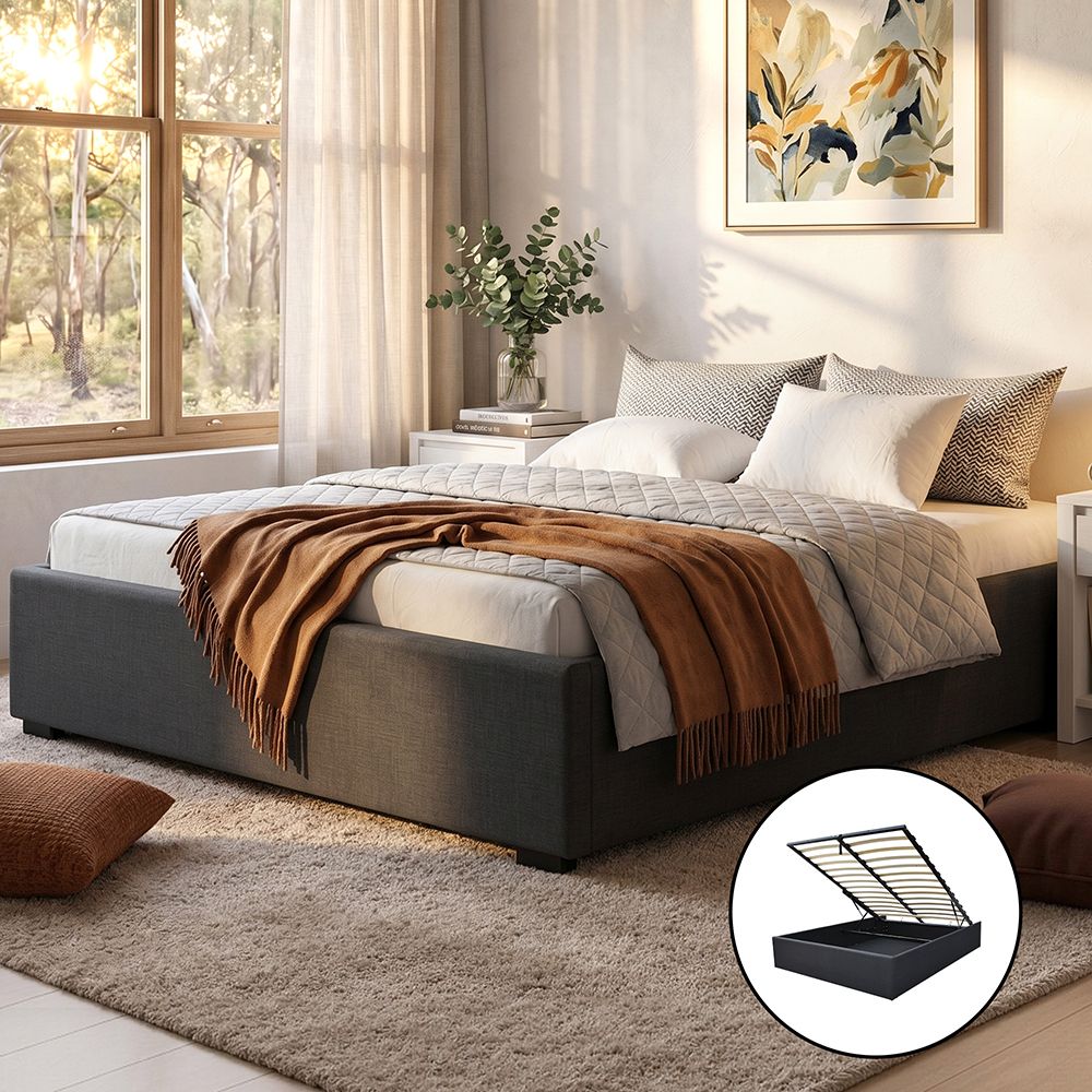 Gas Lift Bed Frame Double Size Storage Without