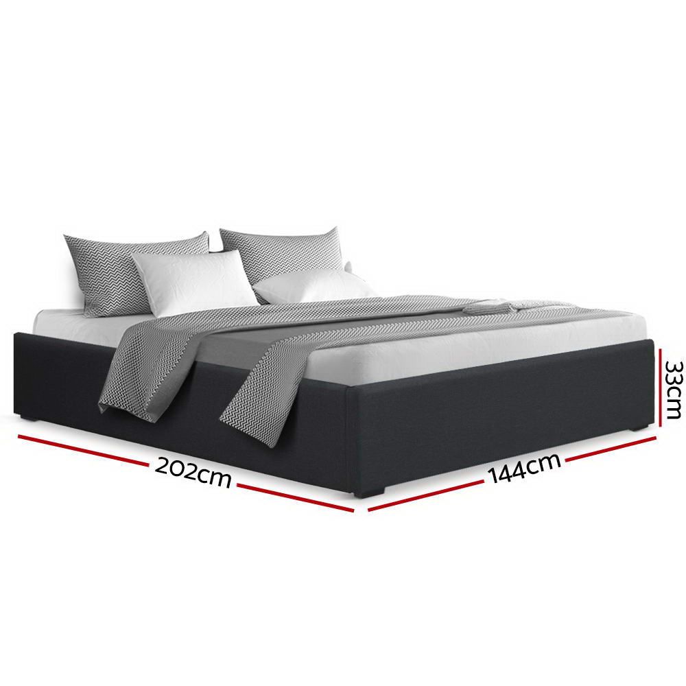 Gas Lift Bed Frame Double Size Storage Without Headboard Fabric - Charcoal