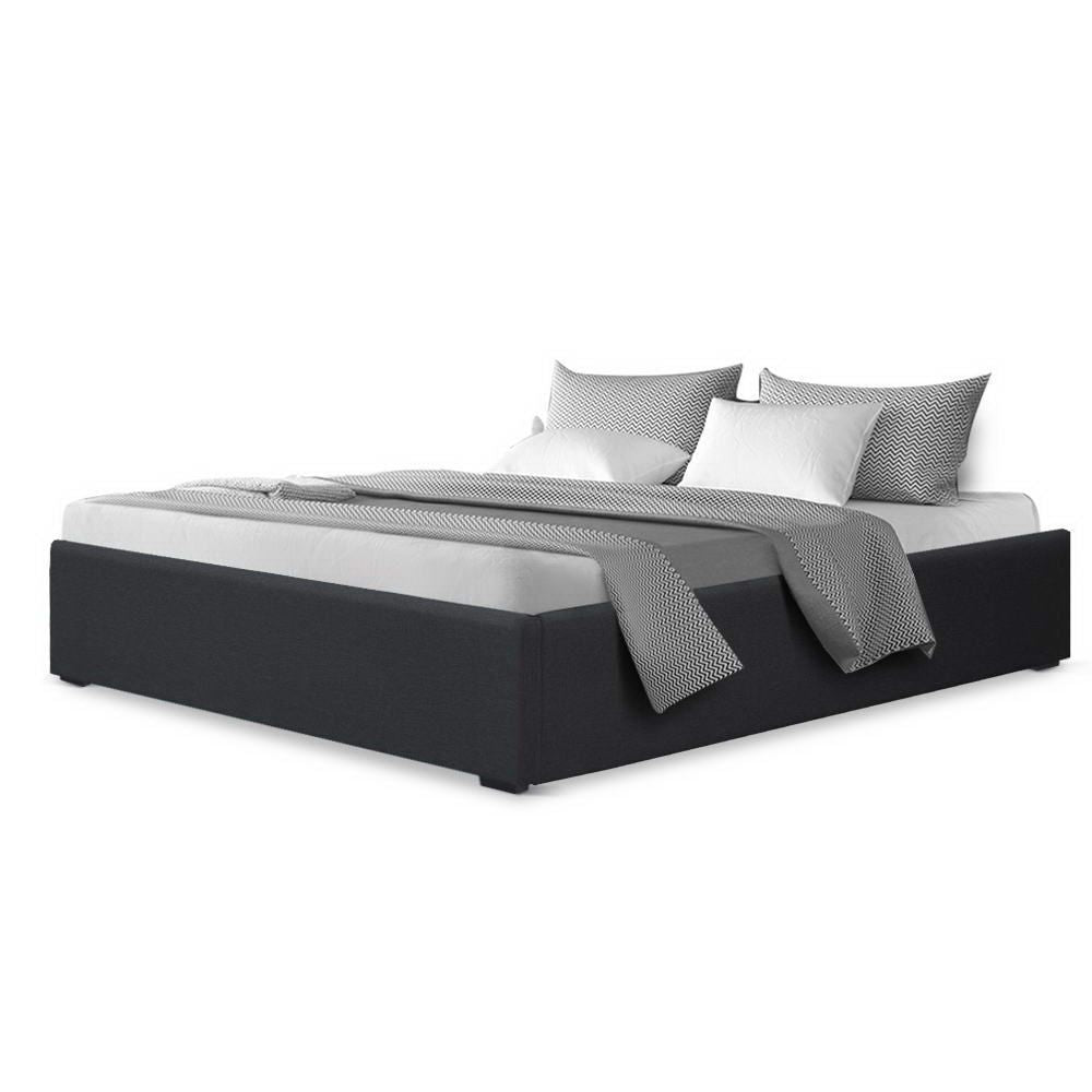 Gas Lift Bed Frame Double Size Storage Without Headboard Fabric - Charcoal