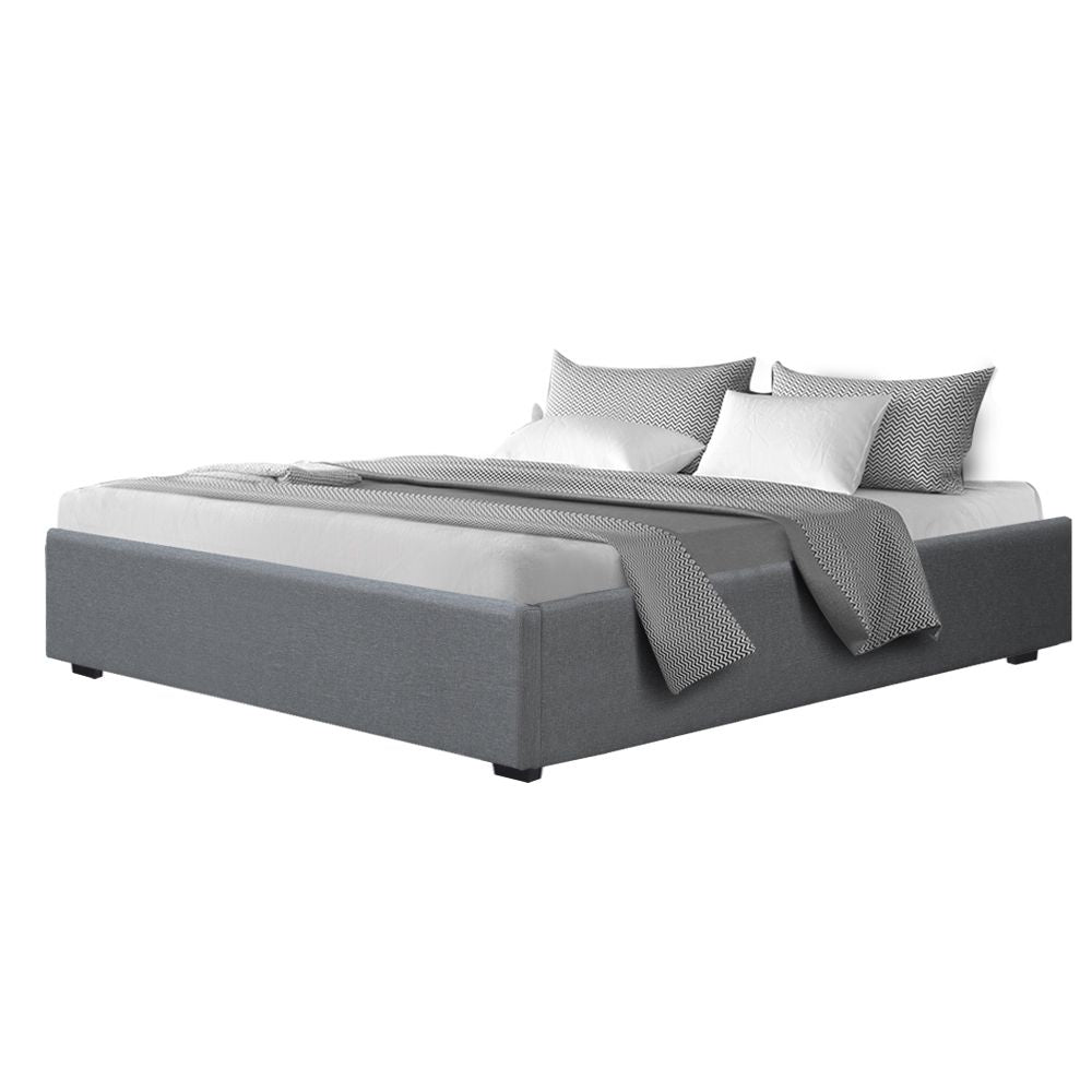 Bed Frame Base King Size Gas Lift With Storage Platform Fabric