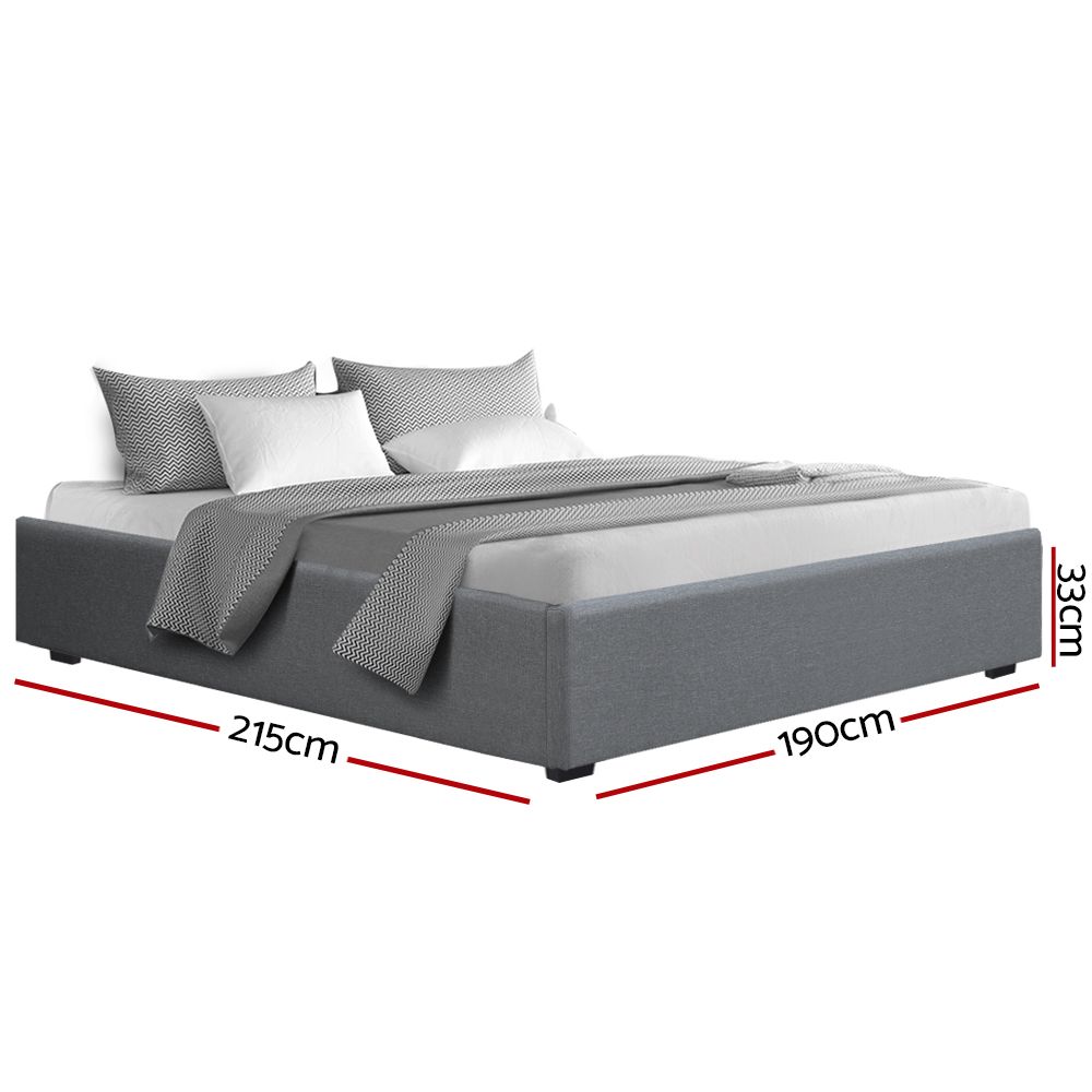Bed Frame Base King Size Gas Lift With Storage Platform Fabric