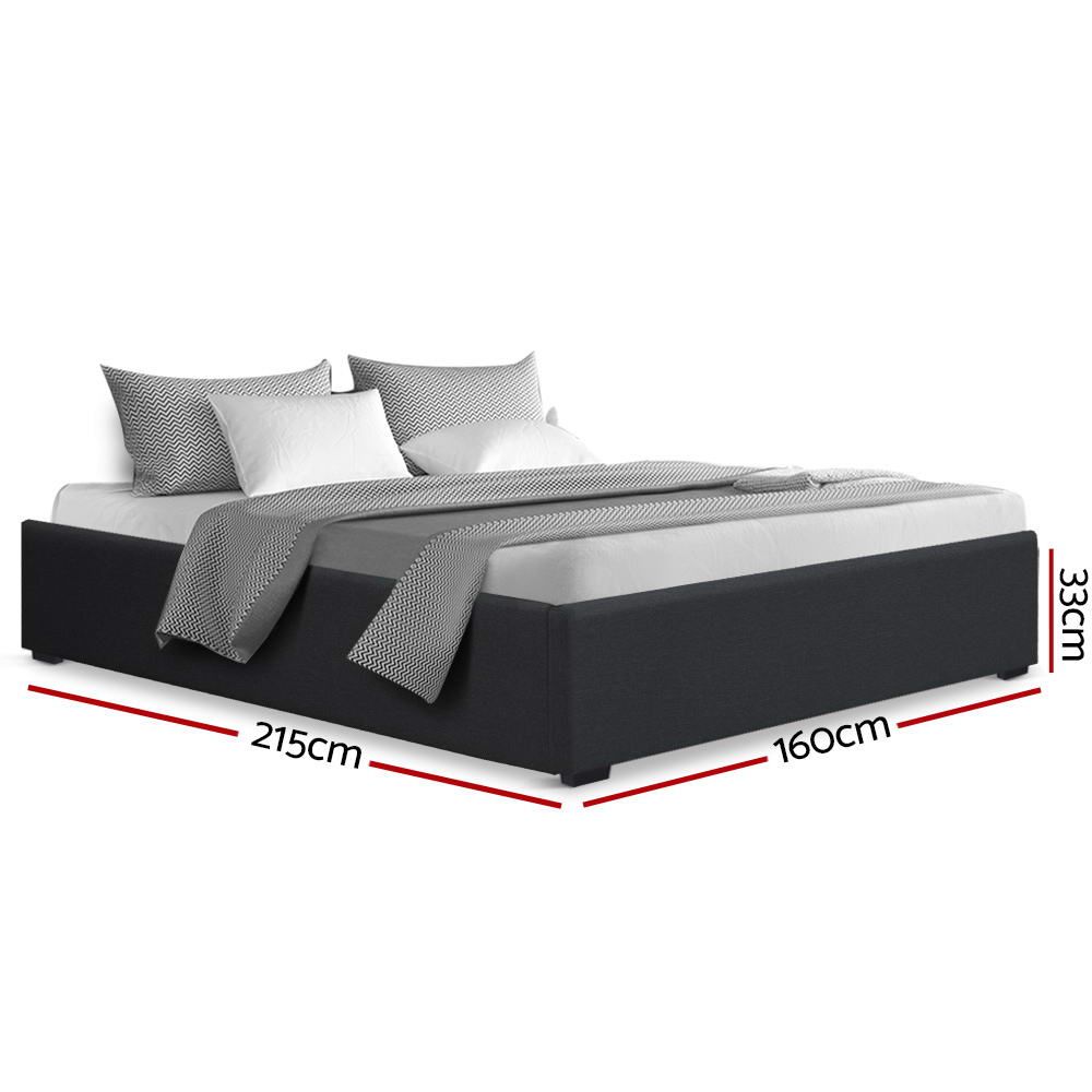 Gas Lift Bed Frame, Queen, Storage, Fabric, Charcoal