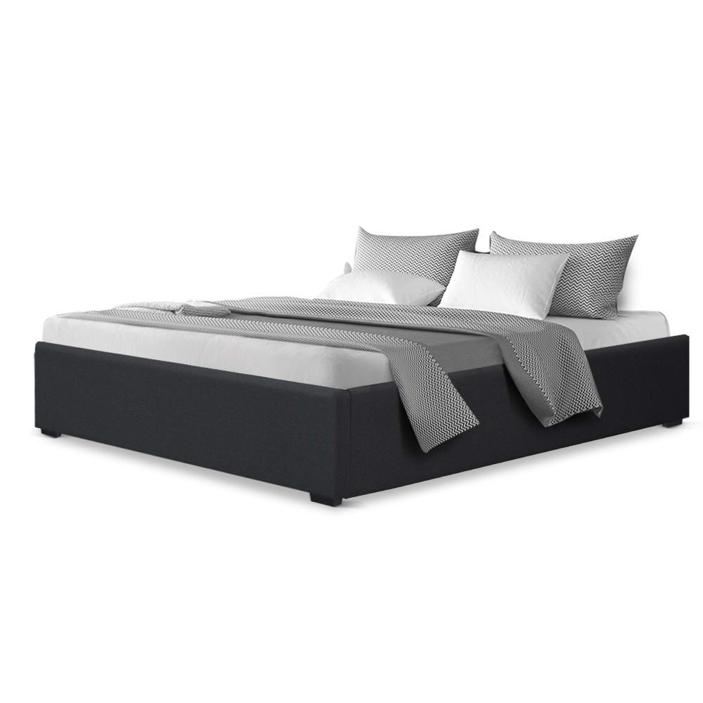 Gas Lift Bed Frame, Queen, Storage, Fabric, Charcoal