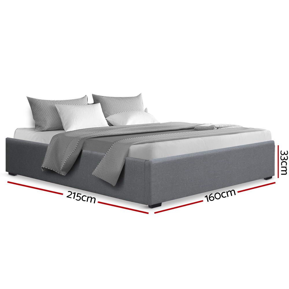 Gas Lift Bed Frame Queen Size Base with Storage Platform Fabric