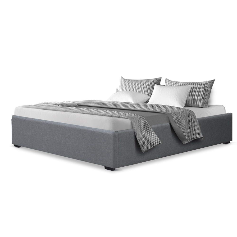 Gas Lift Bed Frame Queen Size Base with Storage Platform Fabric