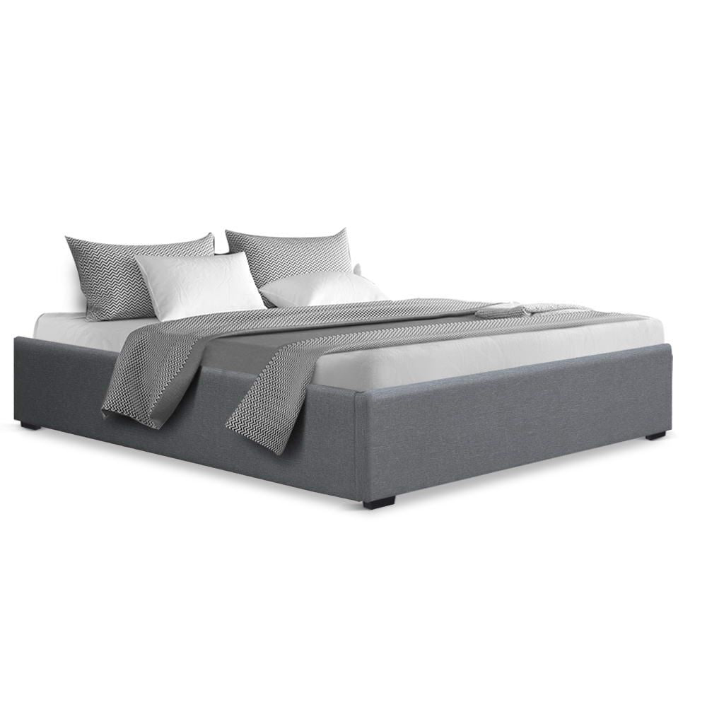 Gas Lift Bed Frame Queen Size Base with Storage Platform Fabric