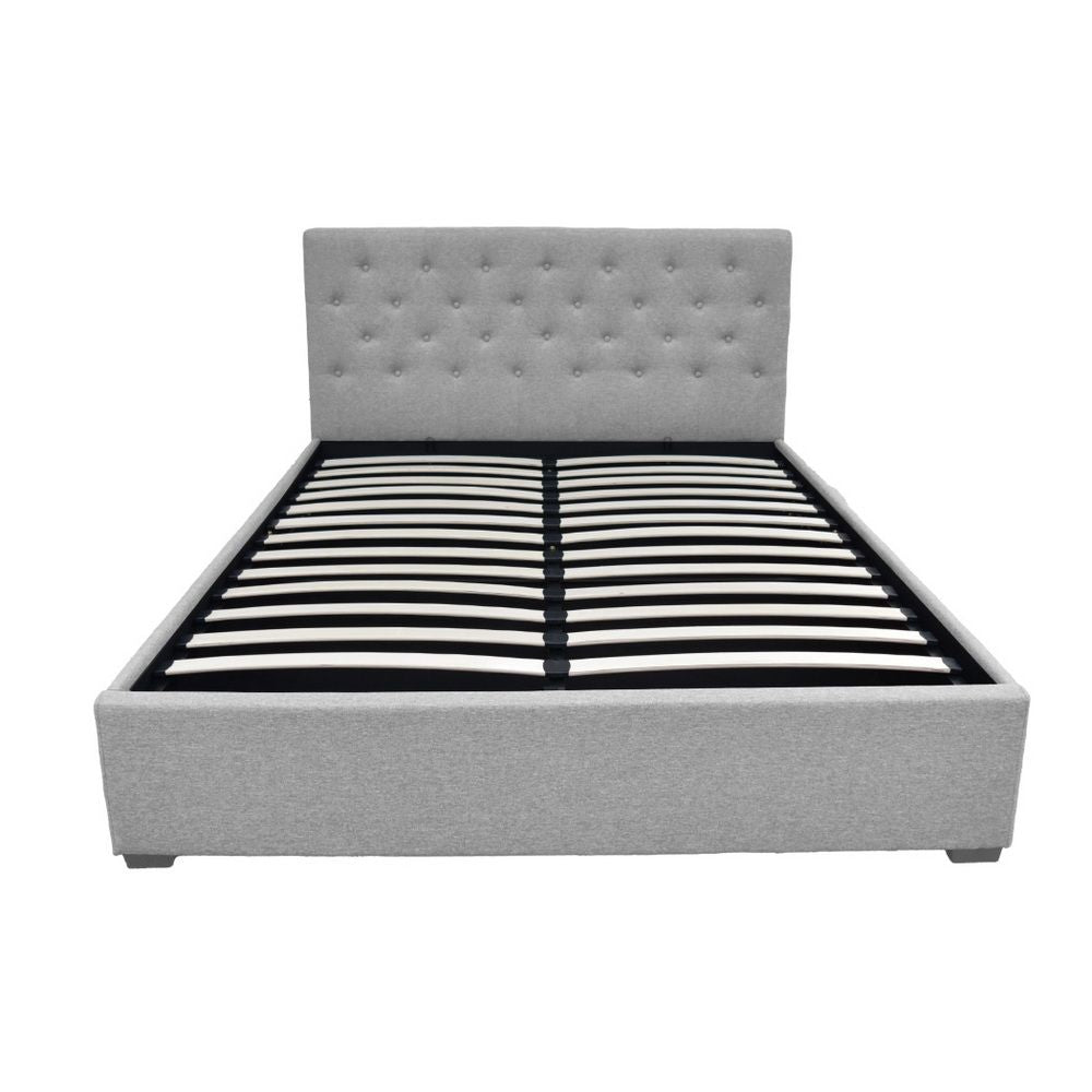 Bed Frame Queen, Fabric Gas Lift Storage, Grey