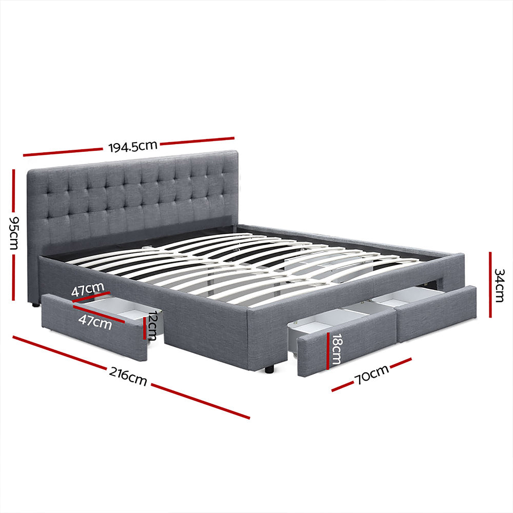 Tiyo bed storage with assembled layout and visible hardware