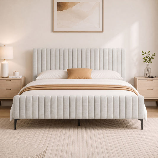Bed Frame King Size - Beige AMMY