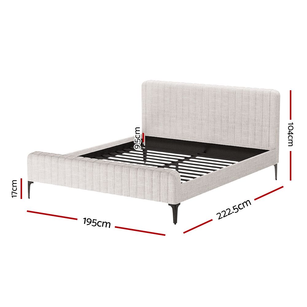 Bed Frame King Size - Beige AMMY