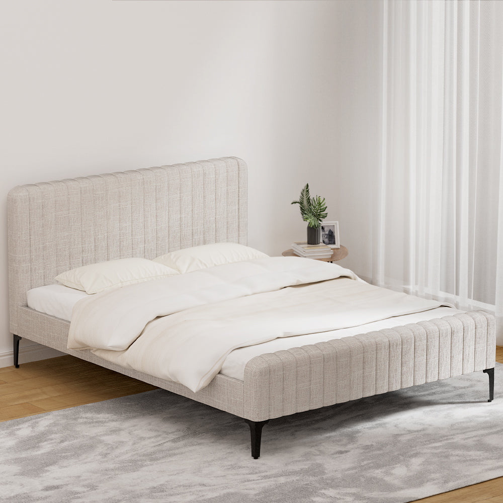 Bed Frame Queen Size Beige AMMY