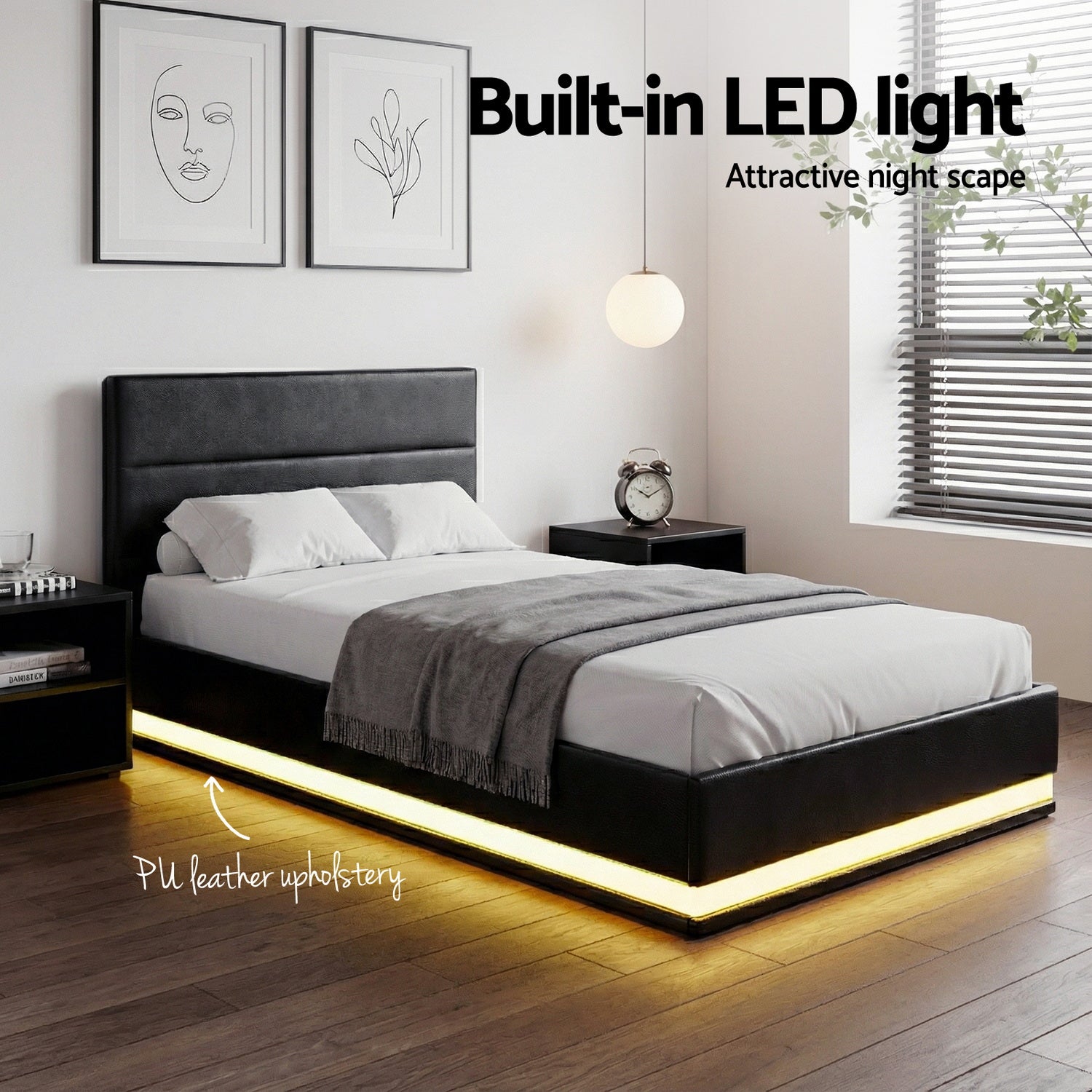 Bed Frame Rgb King Single Size Gas Lift Base Storage Leather Lumi
