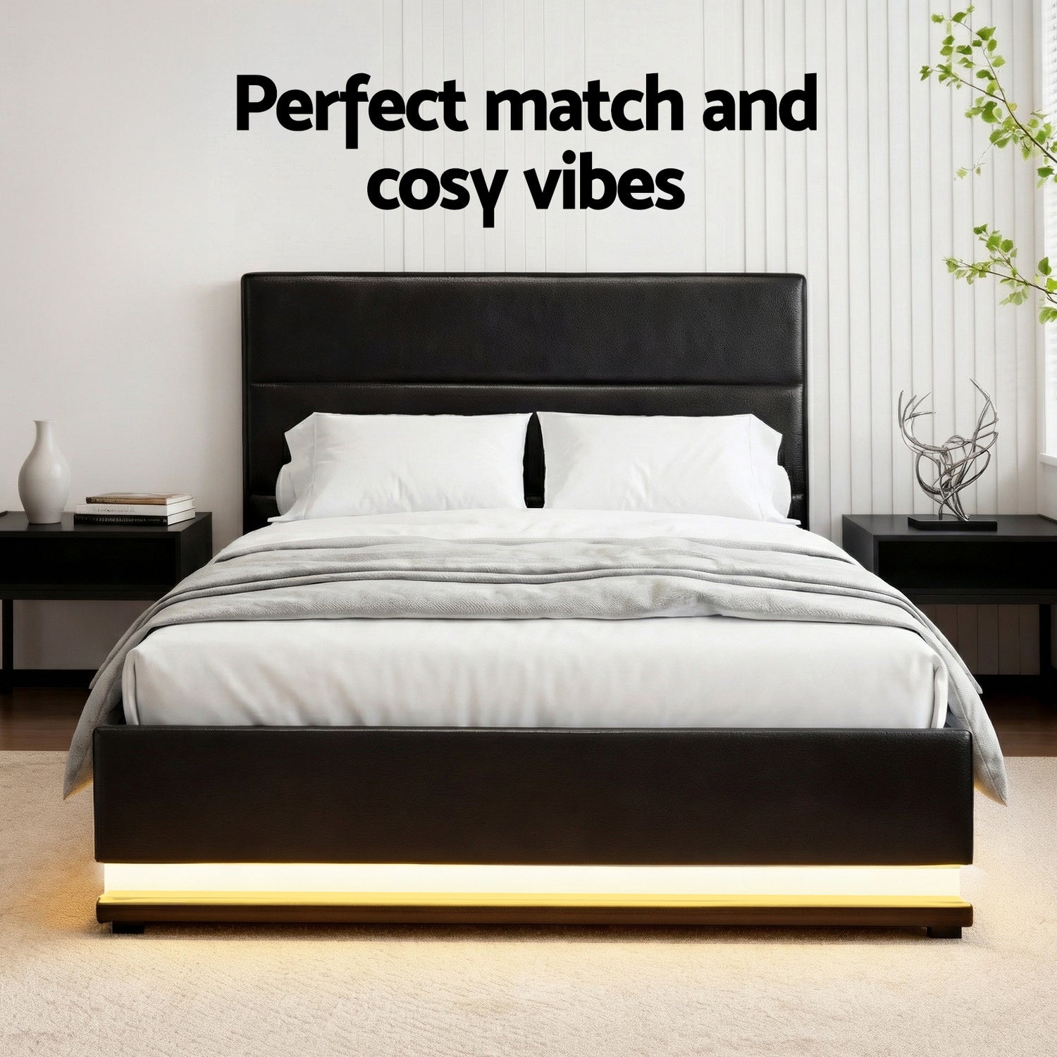 Frame Rgb King Single Size Gas Lift Base Storage Leather Lumi Bframe