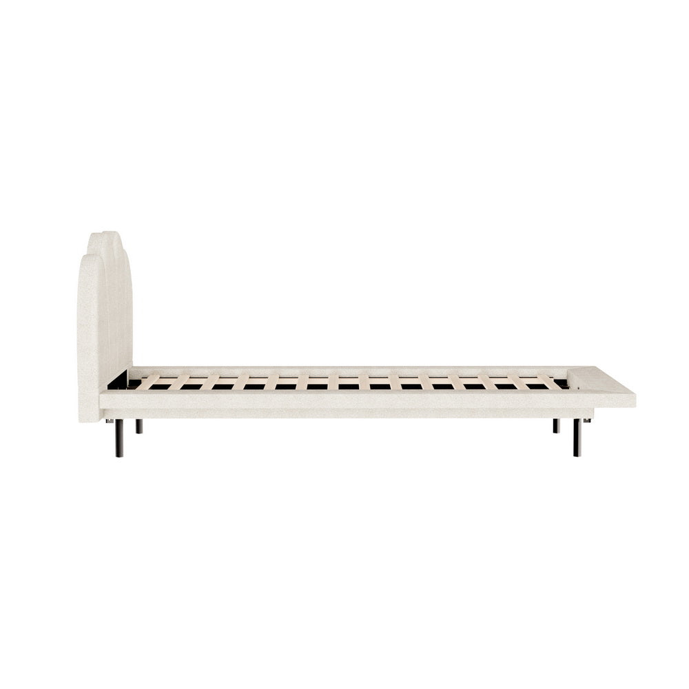 Bed Frame Single Size Boucle Beige SASA