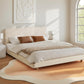 White fabric bed frame with mattress double cloud headboard