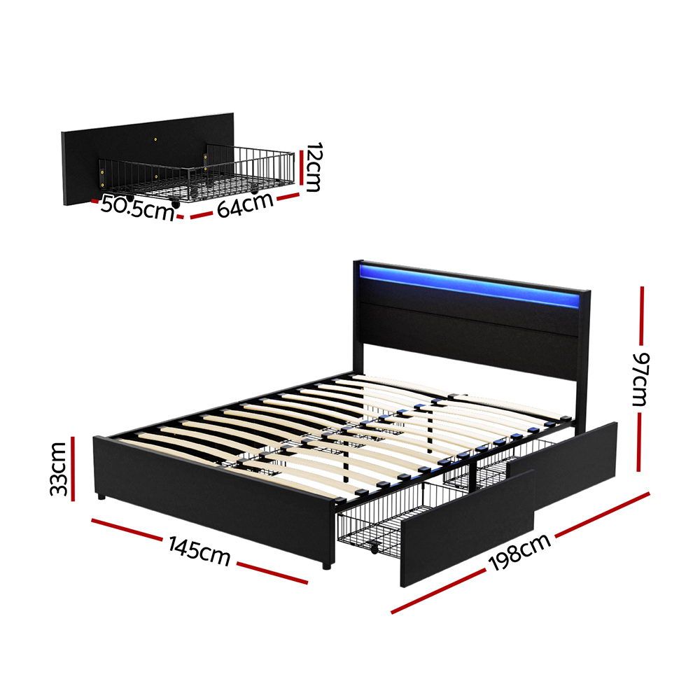 Double black bed frame