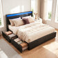 Bed Frame Queen Size LED with 4 Drawers