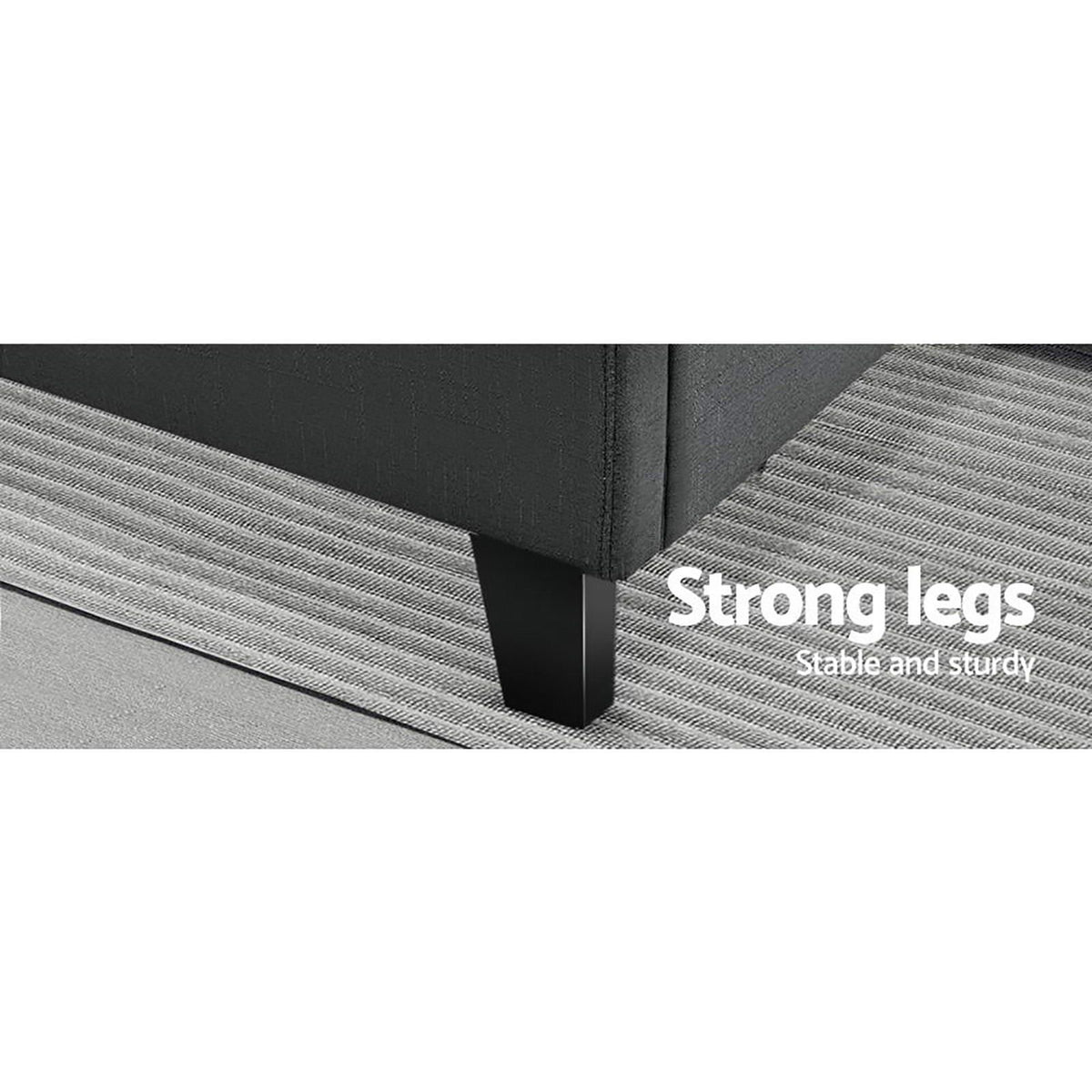 Bed Frame Double Size Base Mattress Platform Fabric Wooden Charcoal TINO