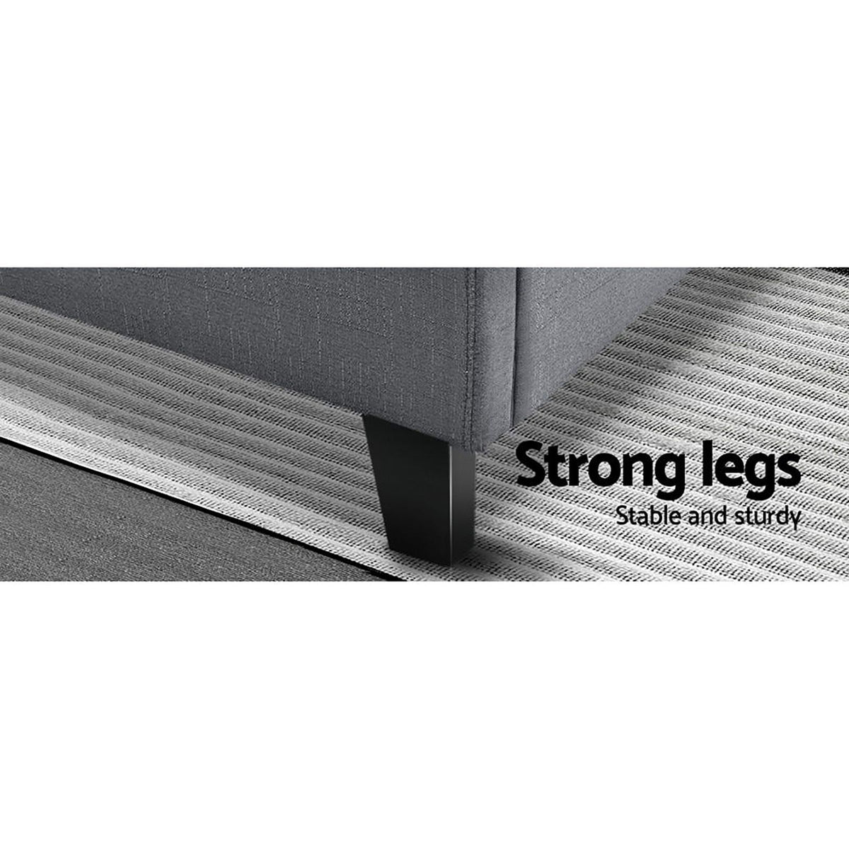 Bed Frame Queen Size Base Mattress Platform Fabric Wooden Charcoal
