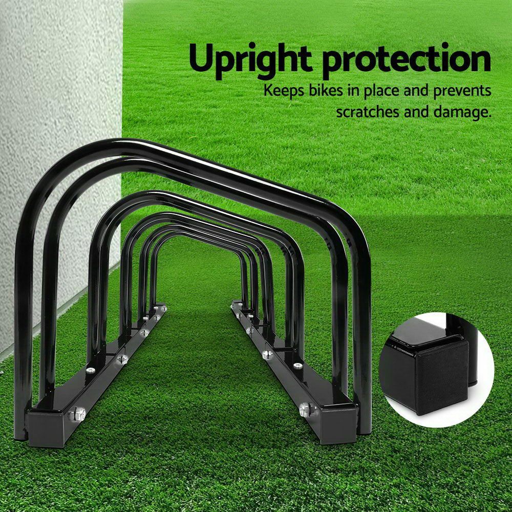 Bike Stand Rack 5 Bicycle Storage Floor Parking Holder - Black