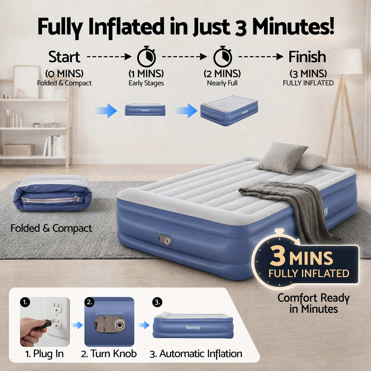 Inflatable Air Bed Mattress, Queen
