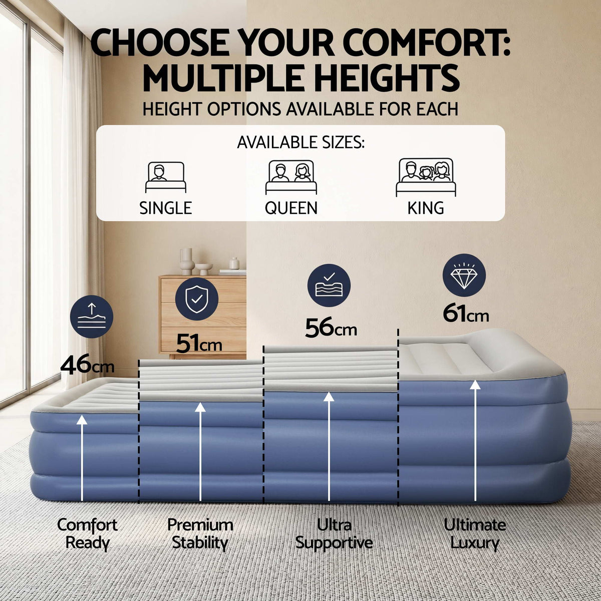 Inflatable Air Bed Mattress, Queen