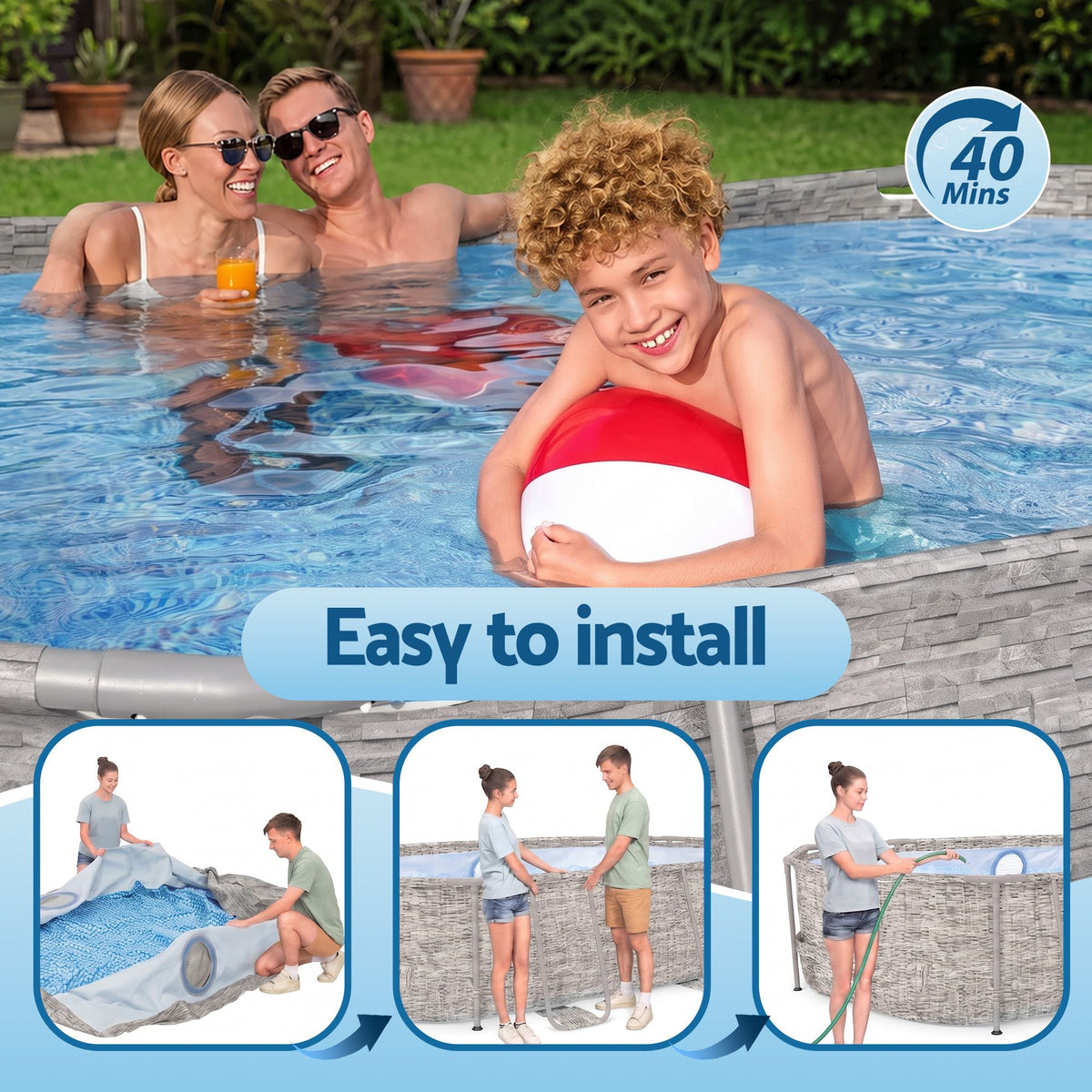Swimming Pool Above Ground Power Steel Frame with Filter Pump 4.27M