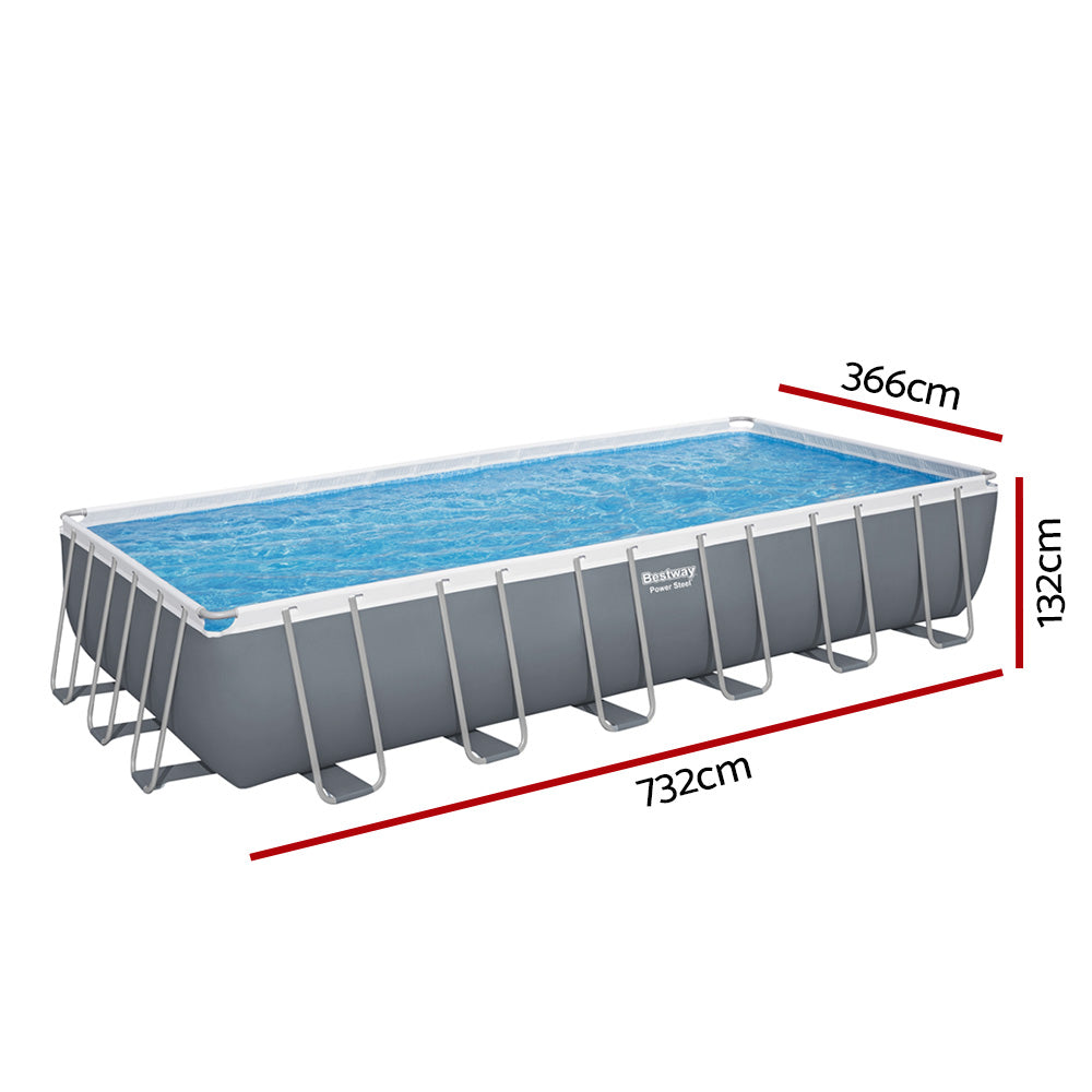 Swimming Pool 732x366x132CM Steel Frame Above Ground with Ladder 30045L